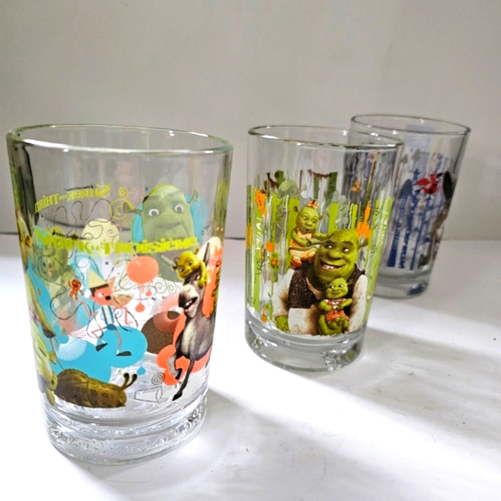 Shrek the third collector glasses drinking glasses 5inch Three juice gla… - Picture 4 of 9